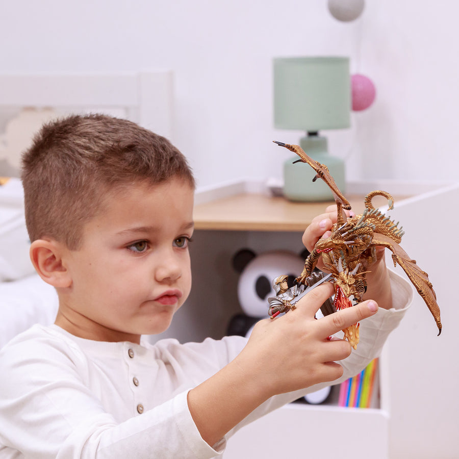 Gold Two-Headed Dragon Figurine