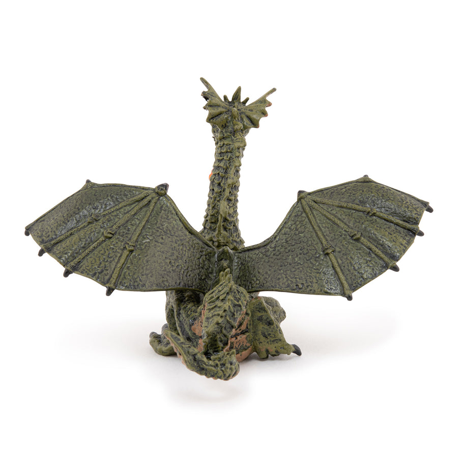 Figurine Dragon ailé vert avec flamme