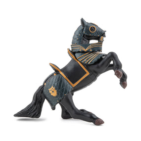 Schwarze gepanzerte Pferdefigur