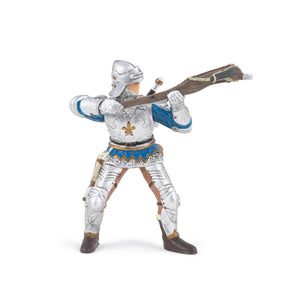 Blaue Armbrustschützenfigur in Rüstung