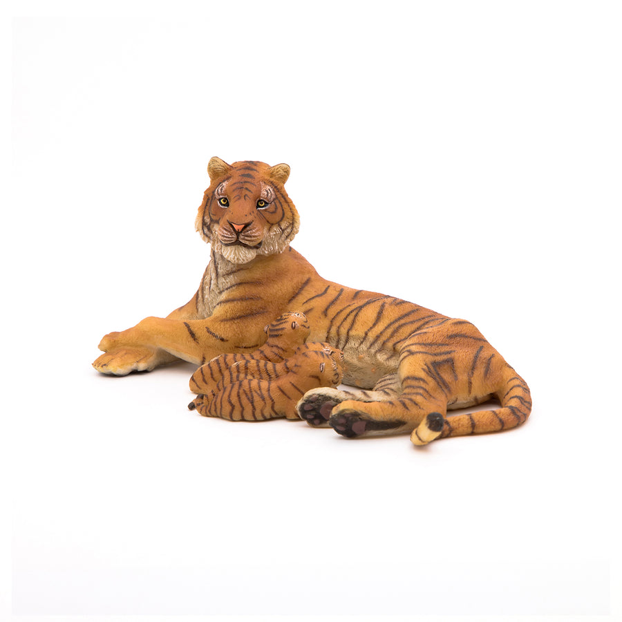 Liegende stillende Tigerin Figur