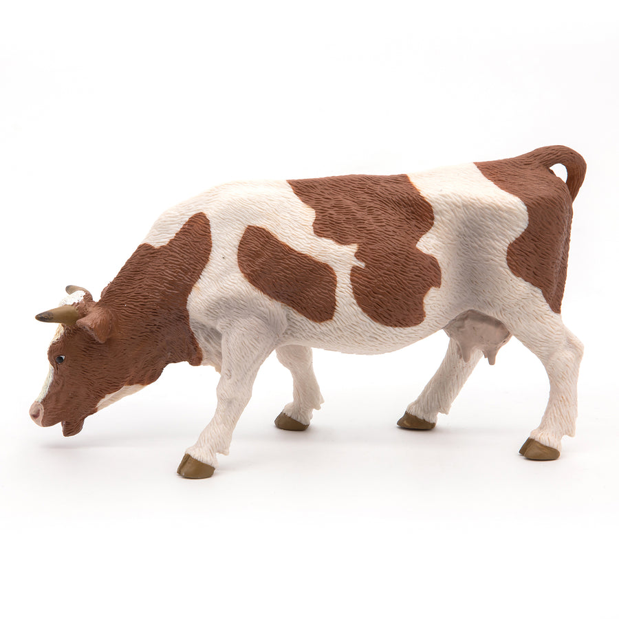 Simmental Cow Grazing Figurine