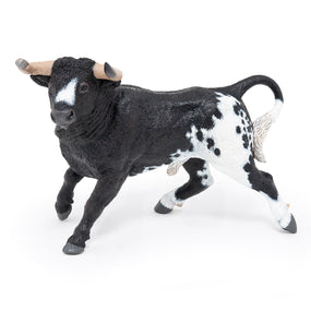 Black and white Spanish bull figurine