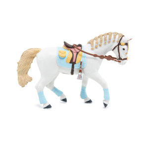 Blue Fashion Rider Horse Figurine
