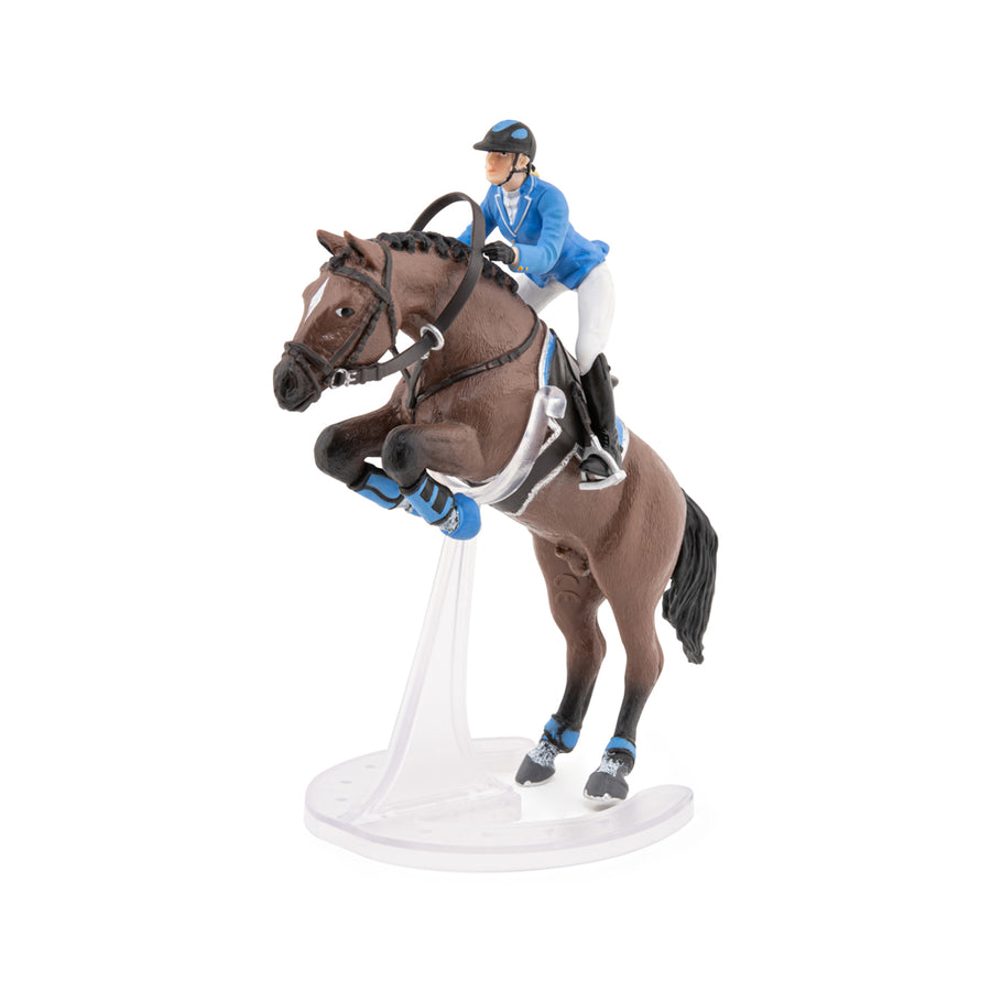 Figurine Cheval de saut d'obstacle et sa cavalière
