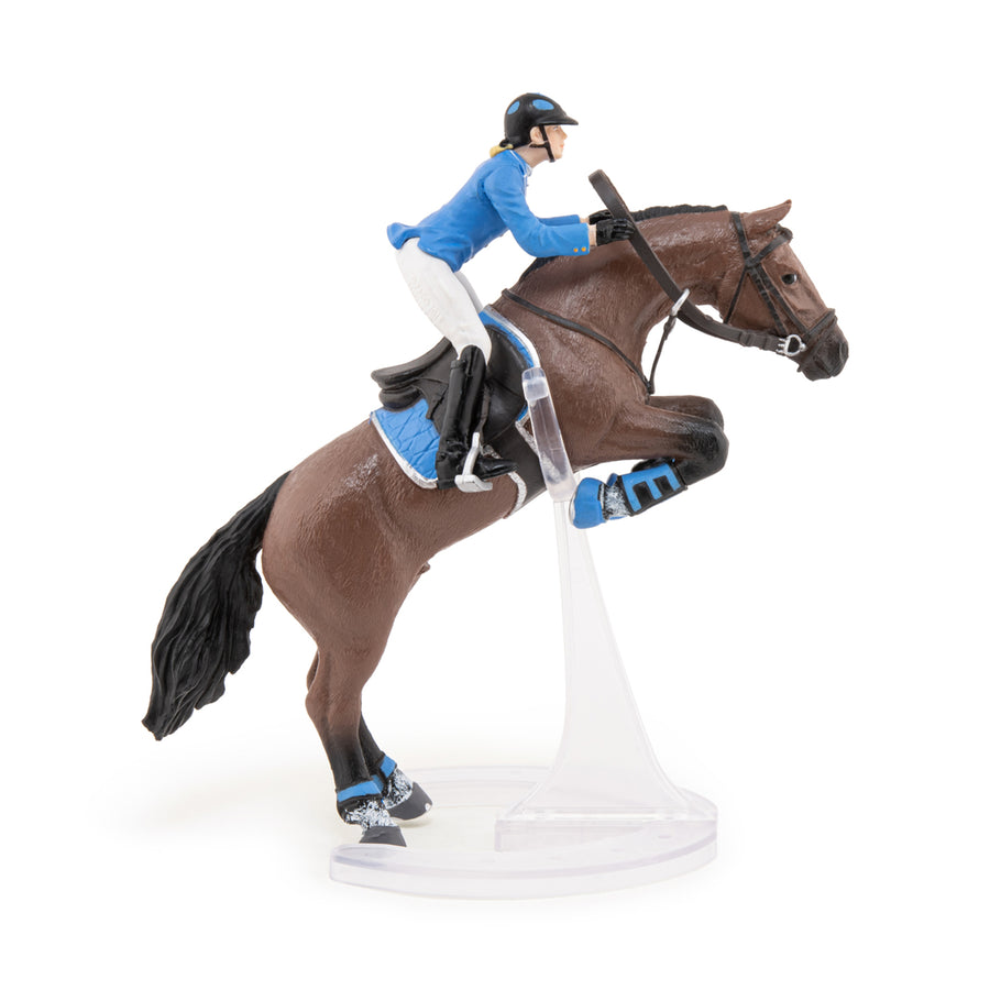 Figurine Cheval de saut d'obstacle et sa cavalière