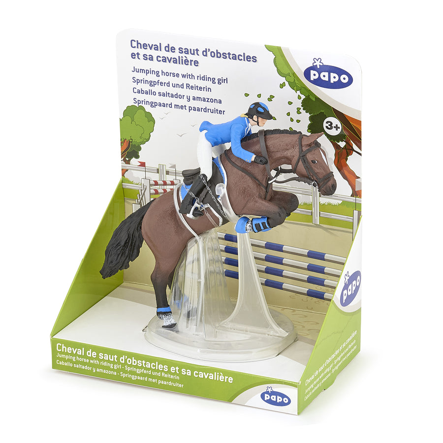 Figurine Cheval de saut d'obstacle et sa cavalière