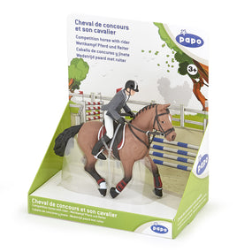Competition horse and rider figurine