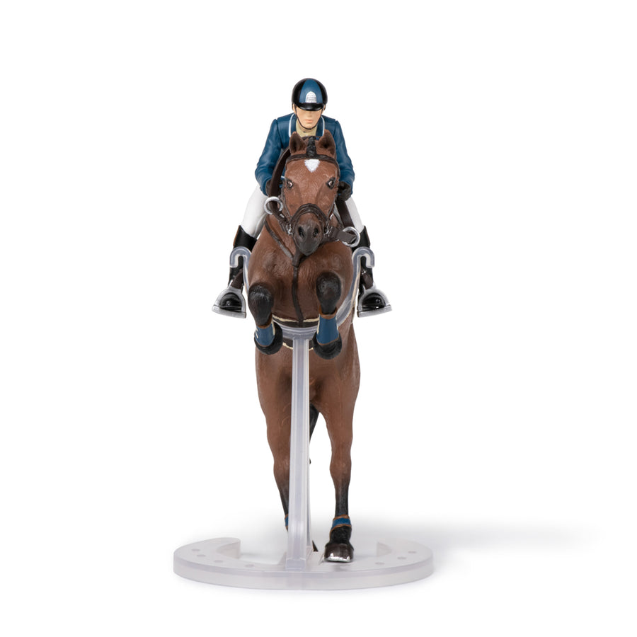 Figurine Cheval de saut d'obstacle et son cavalier