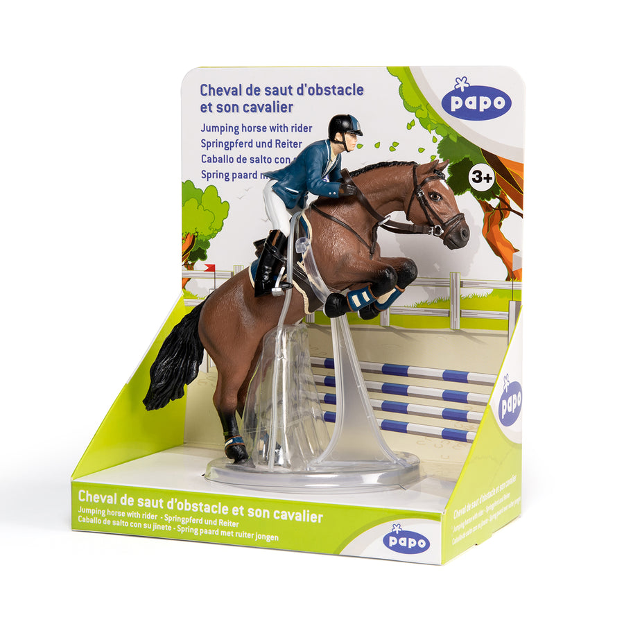 Figurine Cheval de saut d'obstacle et son cavalier