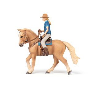Figurine Cheval western et sa cavalière