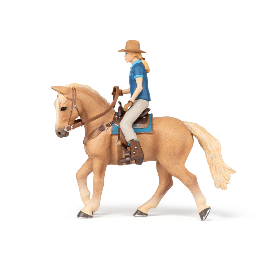 Figurine Cheval western et sa cavalière