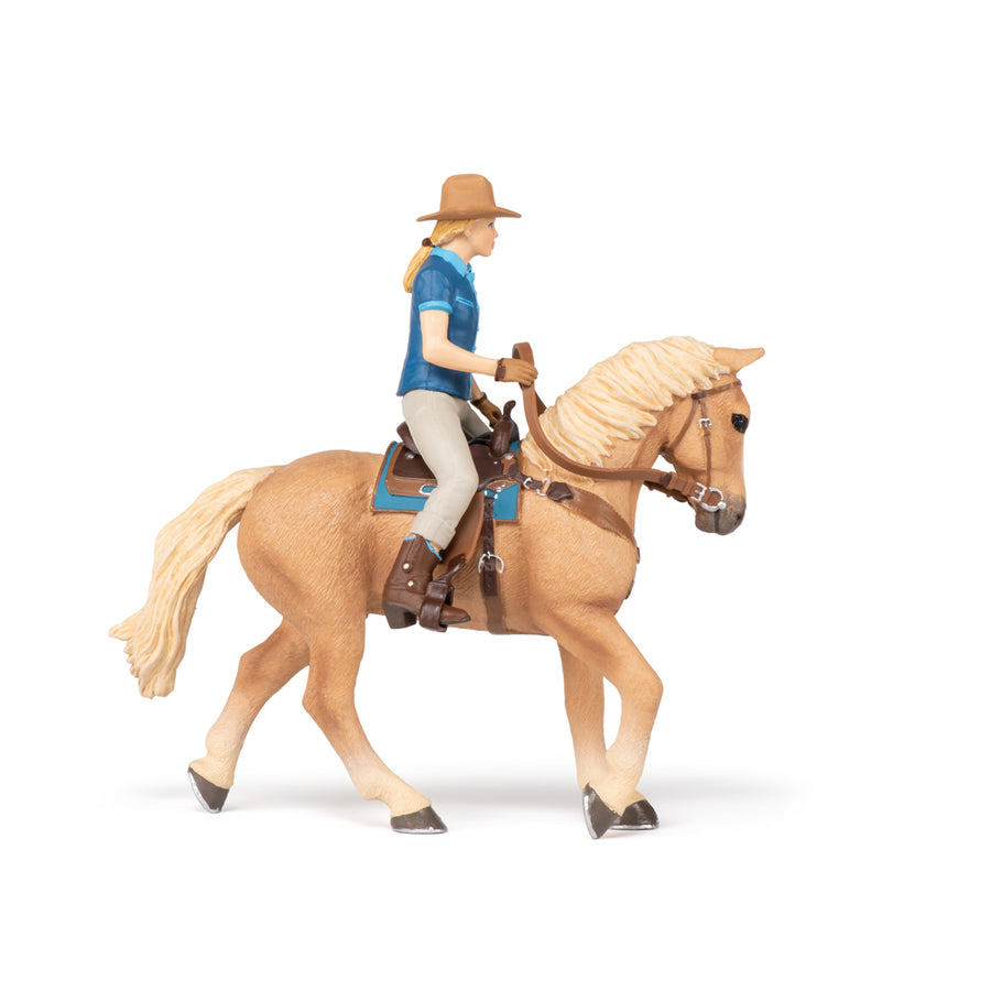 Figurine Cheval western et sa cavalière