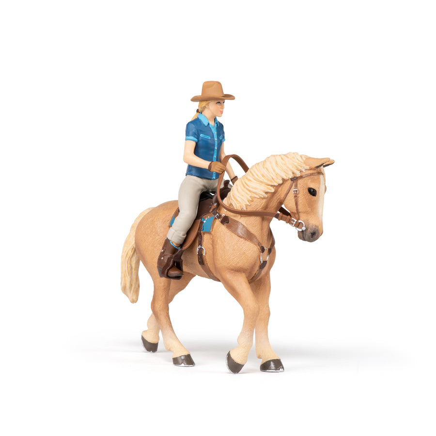 Figurine Cheval western et sa cavalière