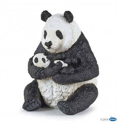 Sitzender Panda mit Jungem