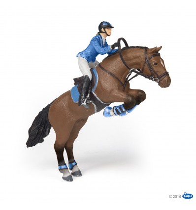 Jumping horse with riding girl