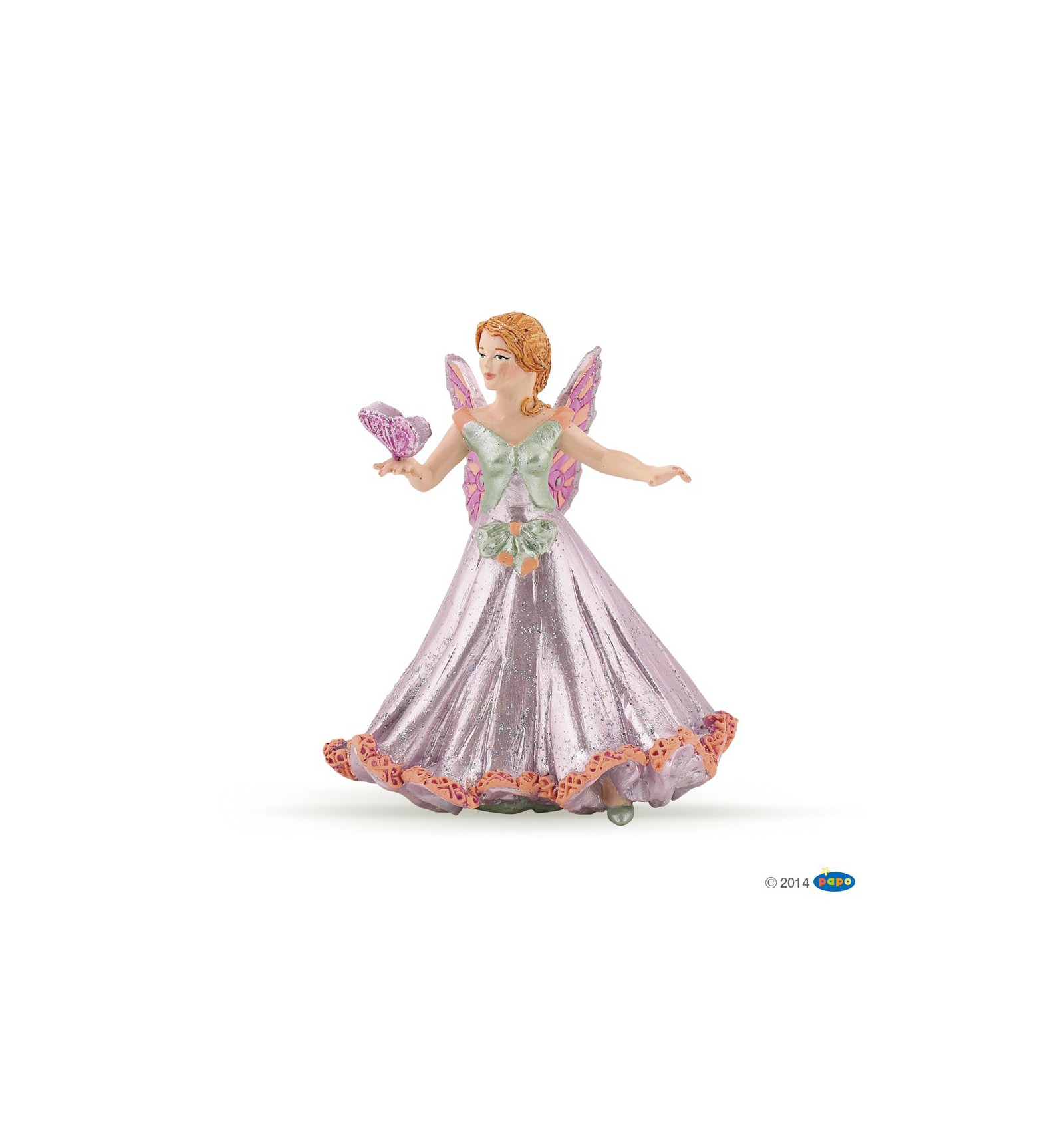 Figurine Elfe papillon rose