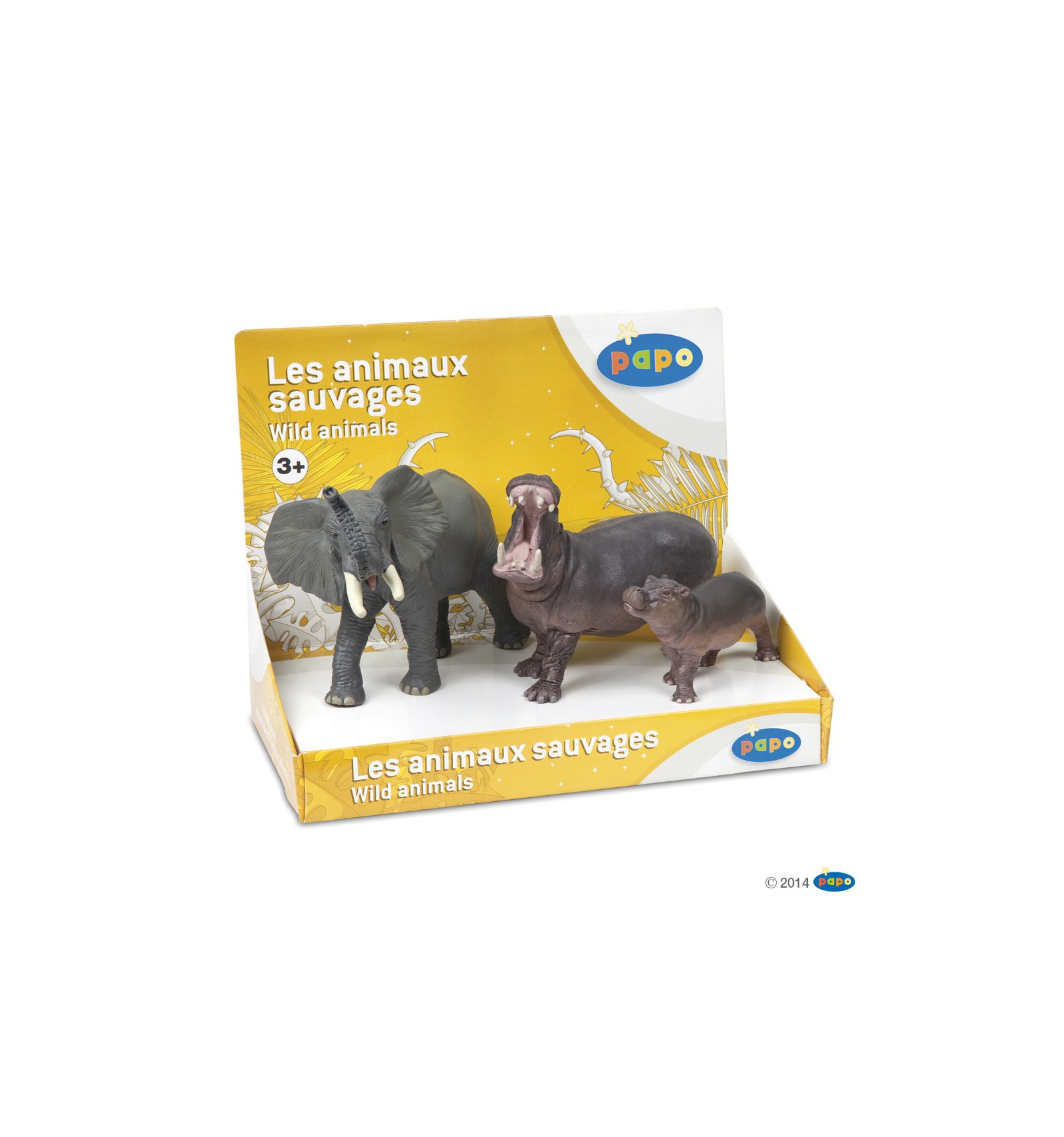 6 mini figurines vie sauvage avec éléphant - Papo