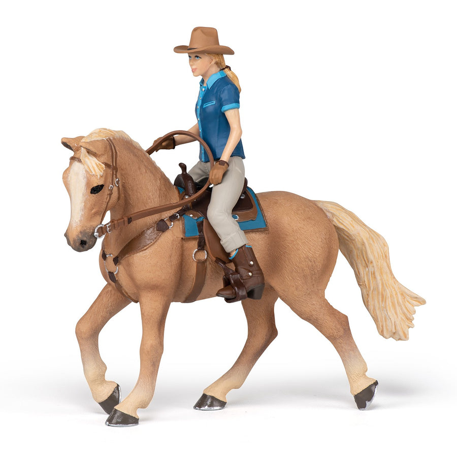 Figurine Cheval western et sa cavalière