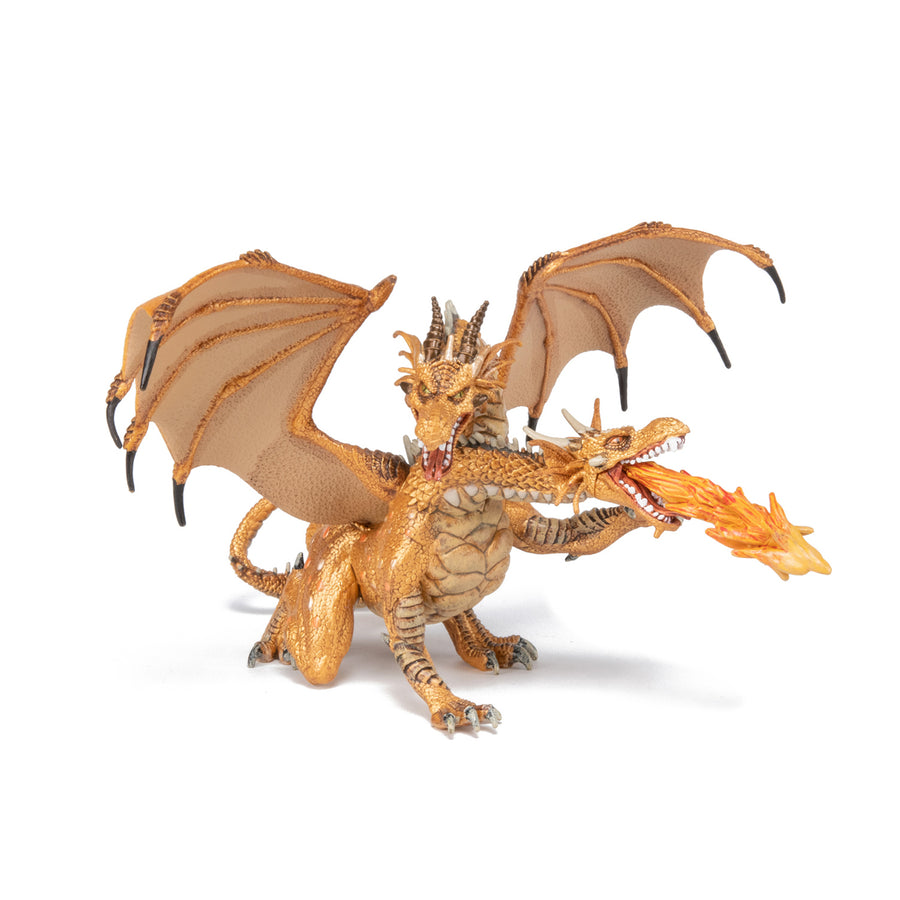 Gold Two-Headed Dragon Figurine