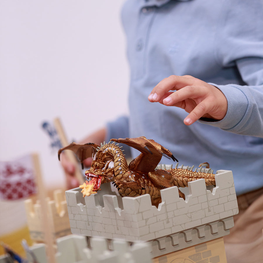 Gold Two-Headed Dragon Figurine