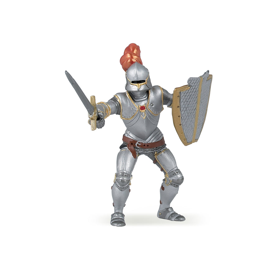 Knight in armor with red plume figurine