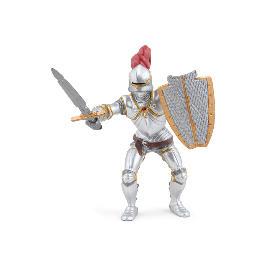 Knight in armor with red plume figurine