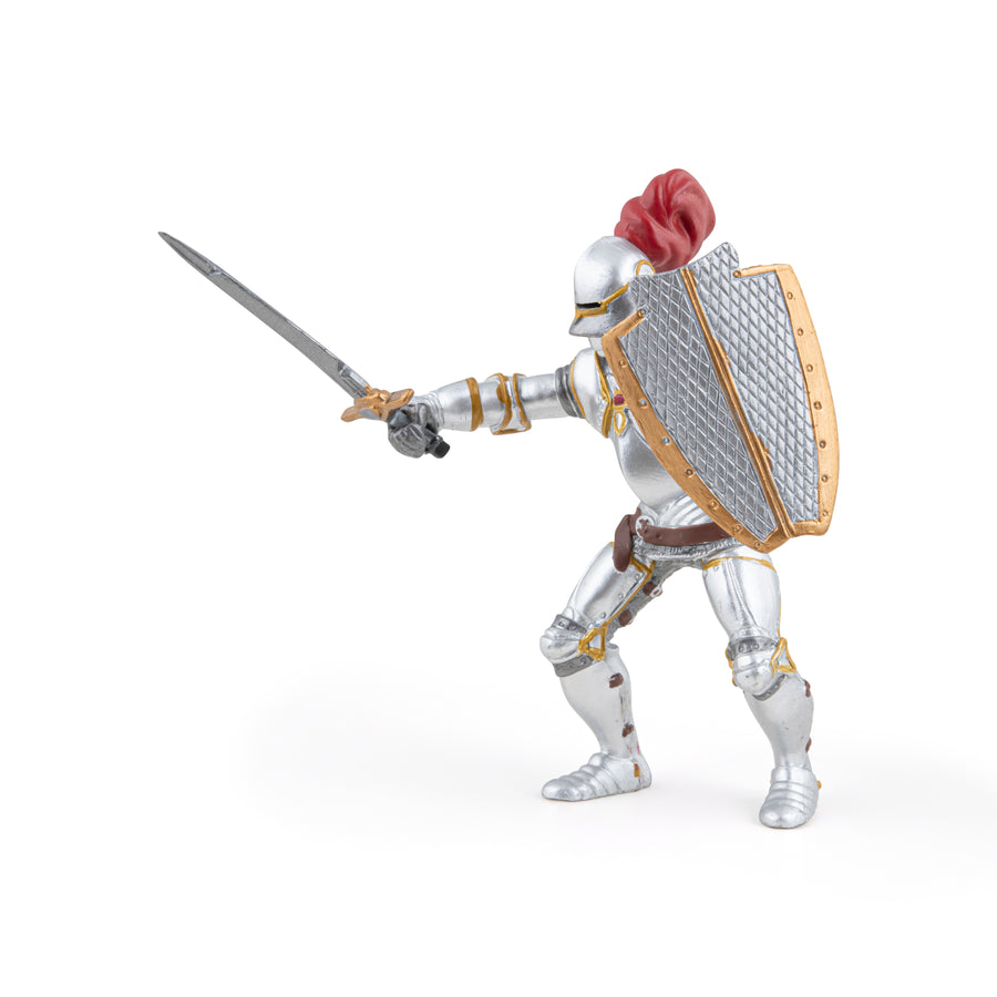 Knight in armor with red plume figurine