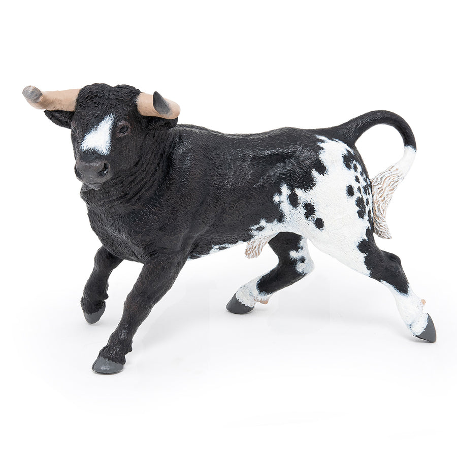 Black and white Spanish bull figurine