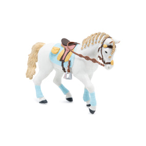 Figurine Cheval de la cavalière fashion bleue