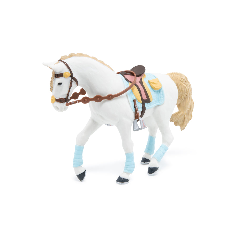 Figurine Cheval de la cavalière fashion bleue