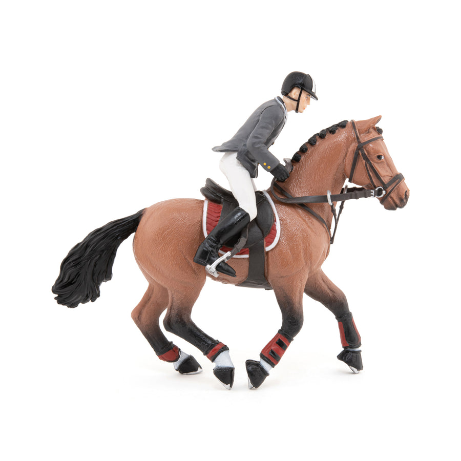 Figurine Cheval de concours et son cavalier
