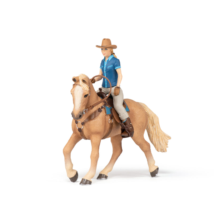 Figurine Cheval western et sa cavalière