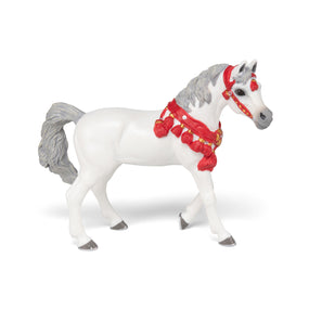 Figurine Cheval Arabe blanc en tenue de parade