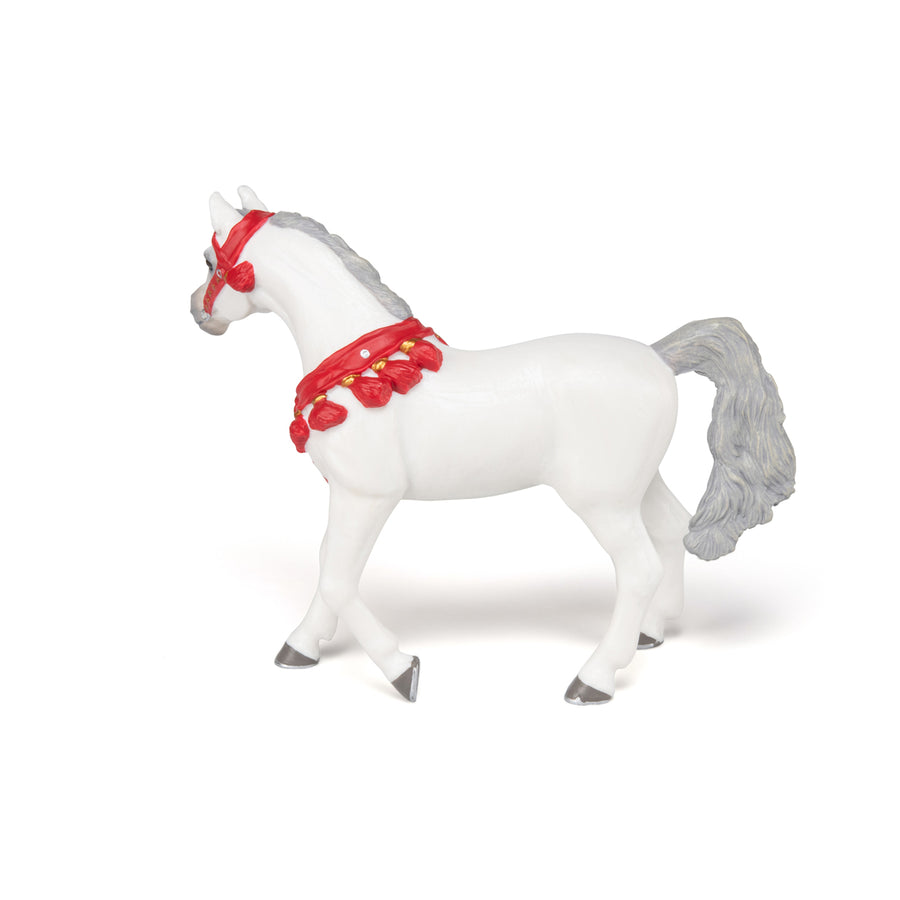 Figurine Cheval Arabe blanc en tenue de parade