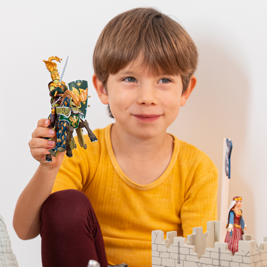 Pferdefigur des Waffenmeisters mit Drachenwappen